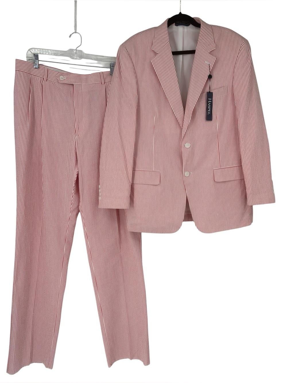 Haspel Men's 100% Cotton Striped Seersucker Suit  2 Piece Size 42R 36 Pants